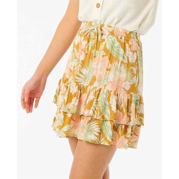NEW RIP CURL always summer mini skirt in gold - Picture 2 of 4